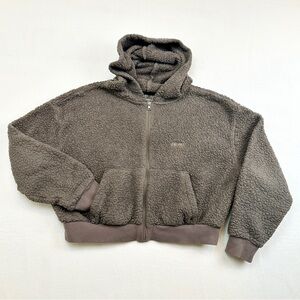 SKIMS Teddy Cropped Full Zip Hoodie Jacket Women’s Size Large